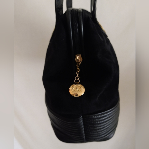 AUTHENTIC RETRO ADRIENNE VITTADINI GENUINE LEATHER/SUEDE LONG HANDLE SATCHEL - Picture 3 of 10